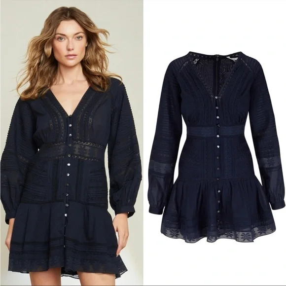 $498 Veronica Beard Addilyn Dress in Ink blue Size 6 Revolve Shopbop - Picture 11 of 11